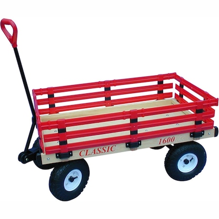 POWER HOUSE 20 in. x 38 in. Wooden Wagon with 4 in. x 10 in. Tires PO97786